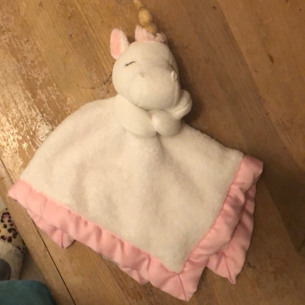 Carters Lovey Security Baby Blanket Unicorn Pink Plush Satin Trim 2016